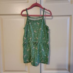 Wonder Nation spaghetti strap romper with pink flamingo designs